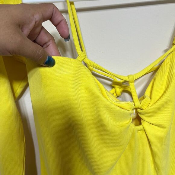 Not Yours To Keep Sunny Yellow Ribbed Midi Dress M Women - Picture 4 of 11